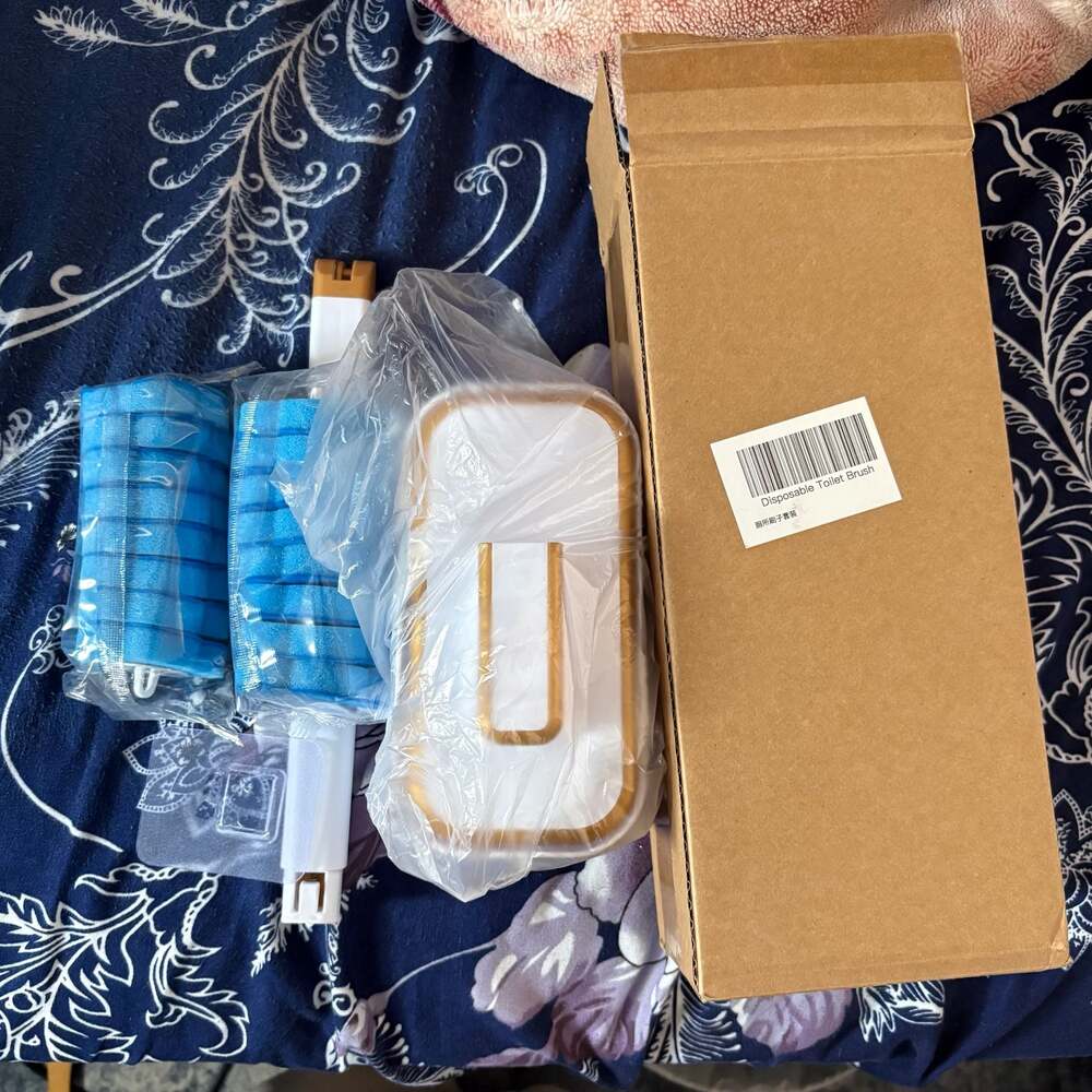 Disposable Toilet Brush Cleaning System with Wall Mount Holder and Refill Pads
